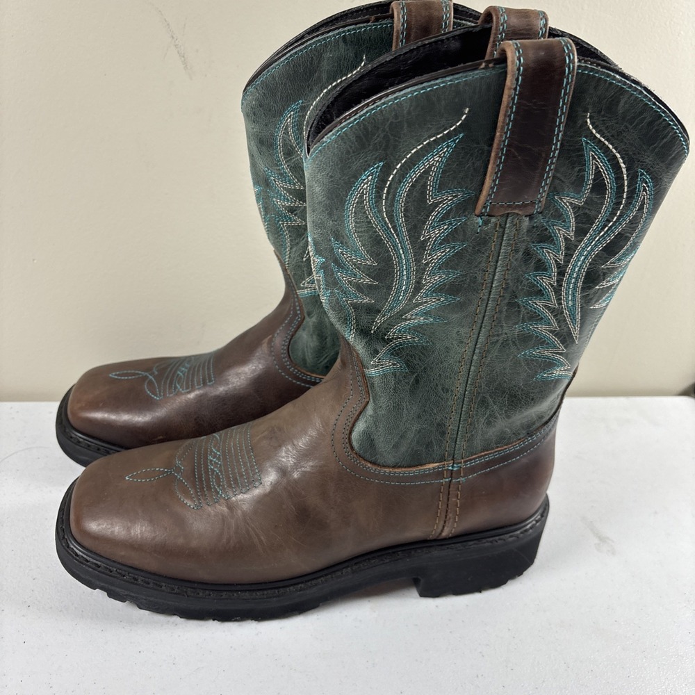 J.B. Dillon Leather Cowboy Western Boots Mens‎ Size 8D Sq Toe JBR1115 Brown EUC